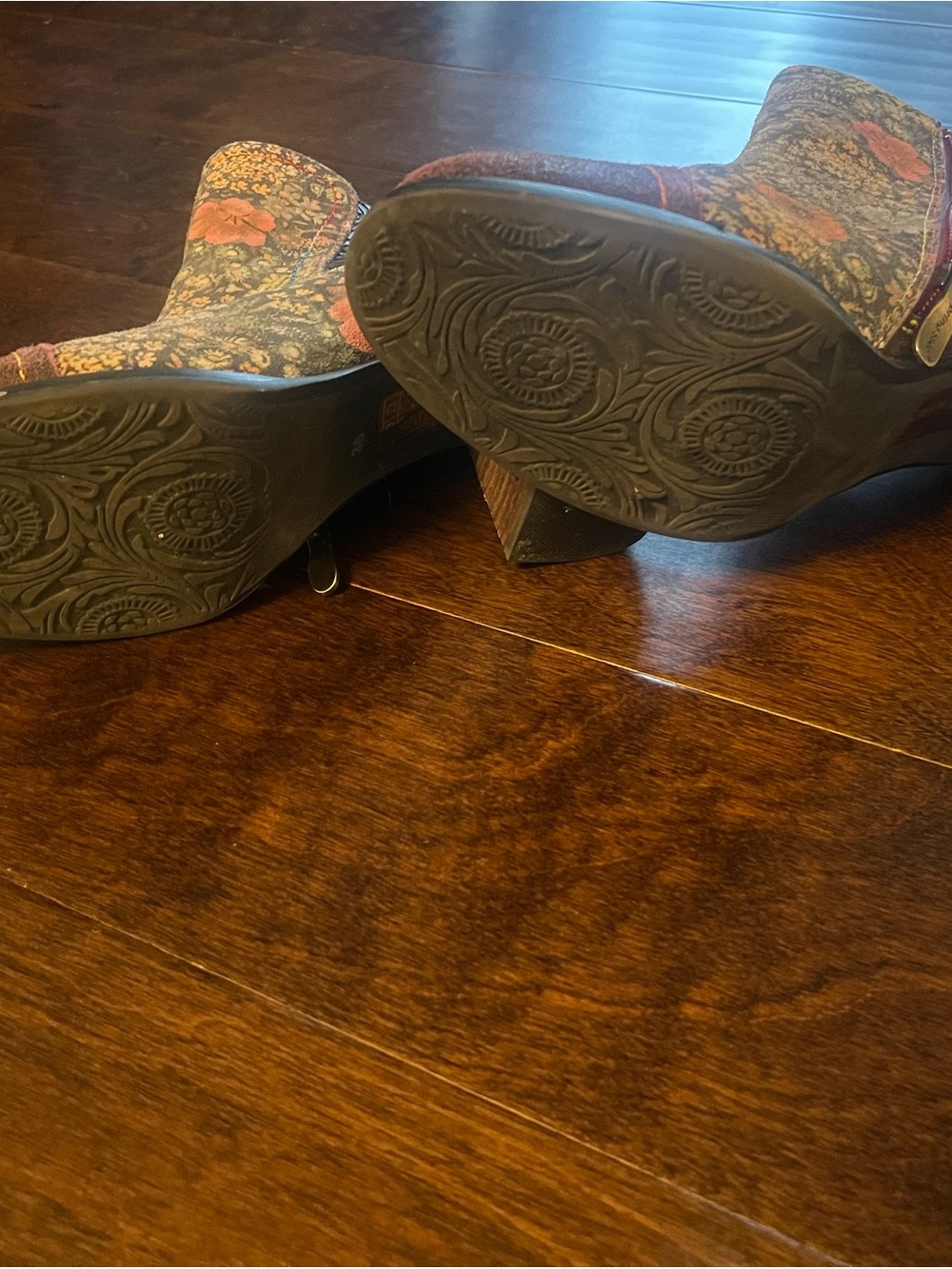 Spring Step L’Artiste Floral Suede Cap Toe Ankle Boots - Brown Multicolor - Picture 3 of 3